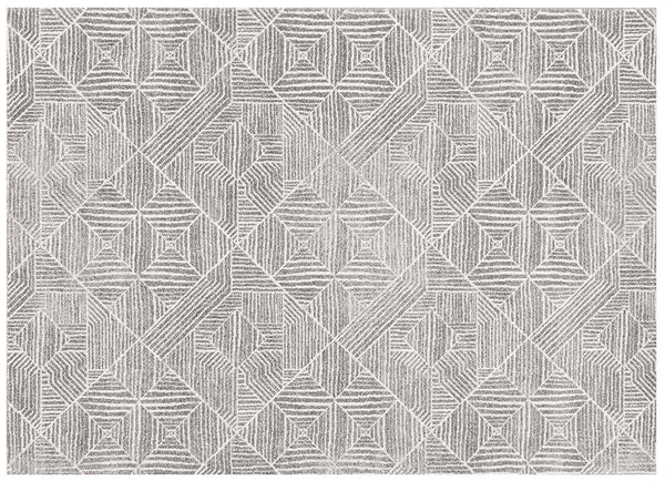 Flat lay of Oasis Silver Rug with diamond linear pattern