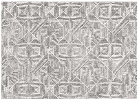 Flat lay of Oasis Silver Rug with diamond linear pattern