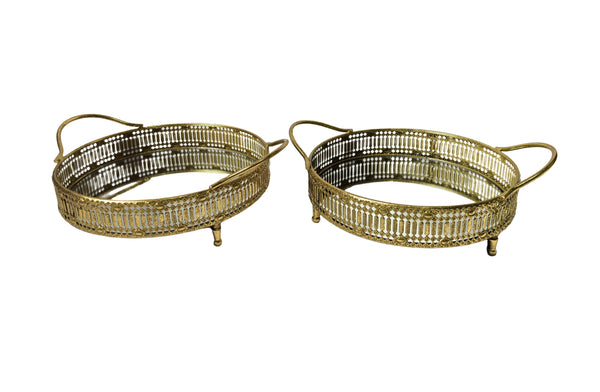 Tessa Round Tray Set of 2 in Antique Gold – ornate serving trays with a vintage finish, ideal for organizing or entertaining