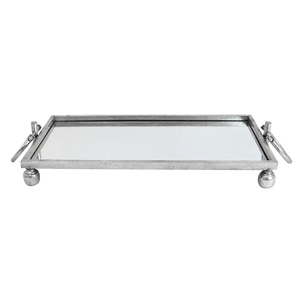 Eliza Rectangle Iron Mirror Tray with Handles - Black/Gold/Silver - 3 Sizes Available