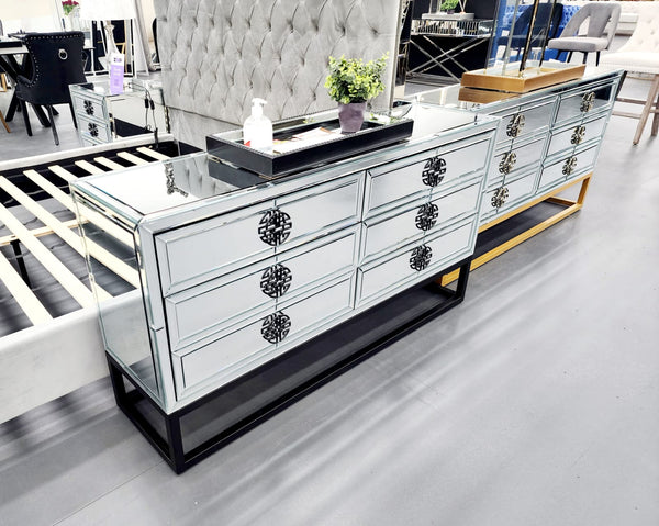 Athens Mirrored Dresser Table - Black