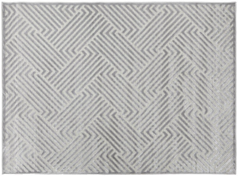 York Cindy Silver Rug – Flat lay view showing elegant silver tones with subtle textured pattern, perfect for contemporary interiors.