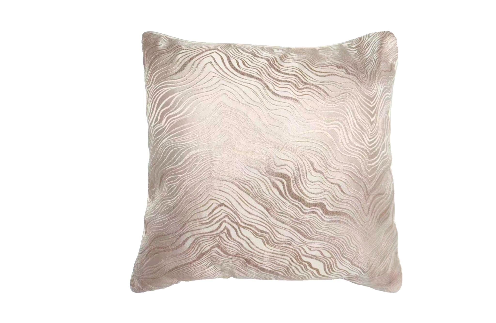 Atlantis Champagne Designer Cushion with soft wave pattern in beige and gold, 45x45cm
