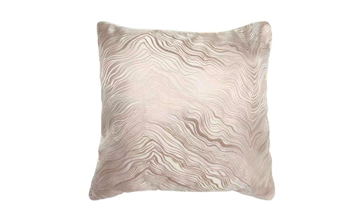 Atlantis Champagne Designer Cushion with soft wave pattern in beige and gold, 45x45cm