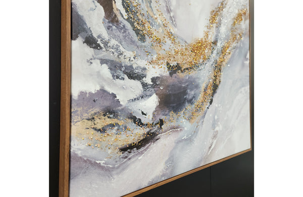 Atlantis canvas art side view showing wooden frame and texture.