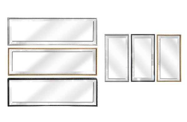 Beaded mirror trays in silver, gold, black – glam style in 2 sizes.