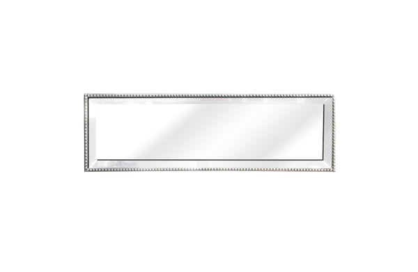 Elegant large silver beaded mirror tray – luxe décor essential.