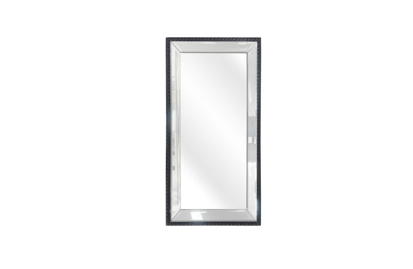 Black medium mirror tray with beaded frame – modern luxe.