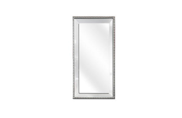 Chic silver medium beaded mirror tray – refined home style.