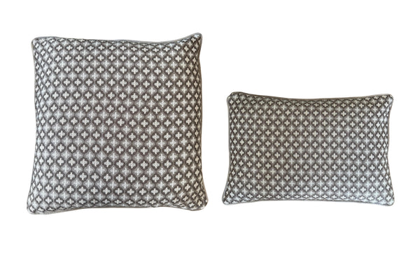 Brown luxury cushions in square and rectangular jacquard velvet design