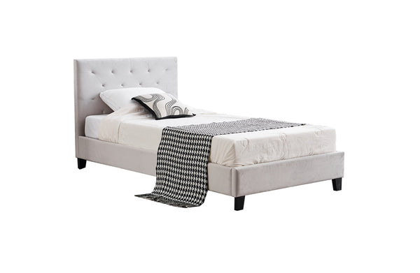 Winston Velvet Tufted Bed - Light Grey