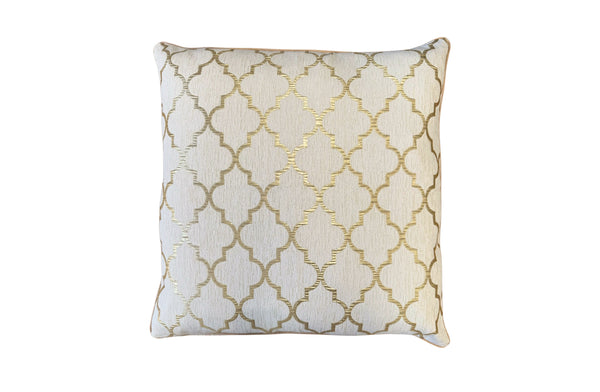Champagne gold cushion 55x55 cm with quatrefoil jacquard and velvet