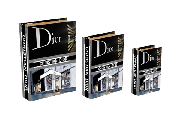 Christian designer faux book box set black decorative storage boxes