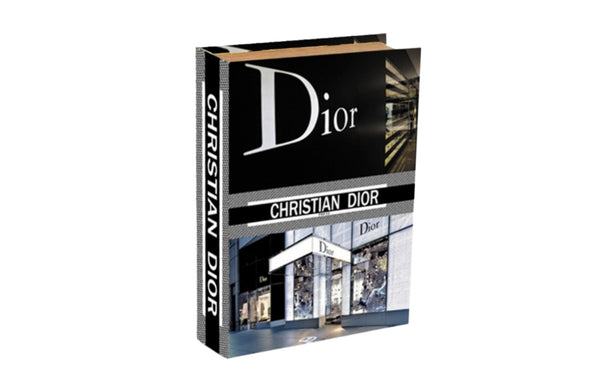 Christian Dior style faux book box large black white decorative storage