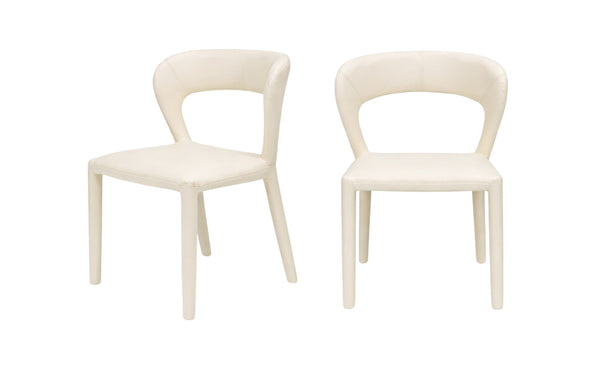 Set of two cream dining chairs with modern minimalist design