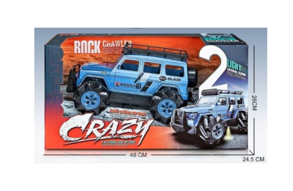 RC monster truck packaging showing large off road toy with dimensions