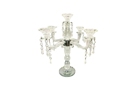 Elegant 5-arm crystal candelabra, perfect for luxe candle displays.