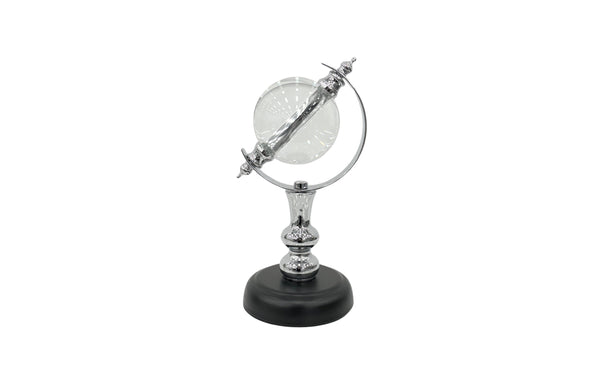Luxurious black and silver crystal globe for refined modern spaces.