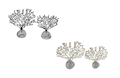 Set of four Crystal Tree Table Décor pieces in silver, gold, black, and clear finishes with elegant crystal bases, available in large and small sizes