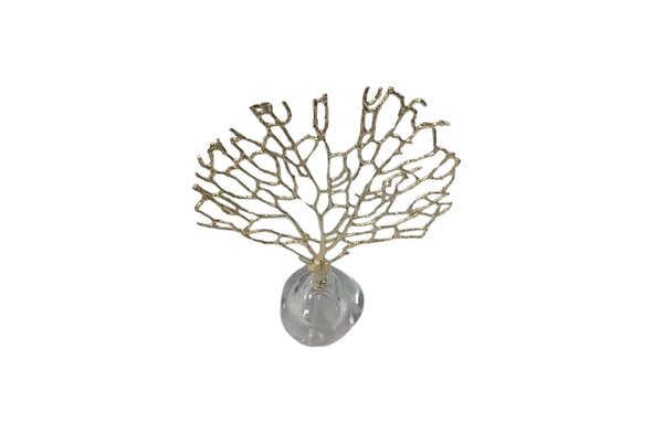Large Gold Crystal Tree Table Décor with decorative golden branches on a crystal-clear base, adding a refined touch to any room