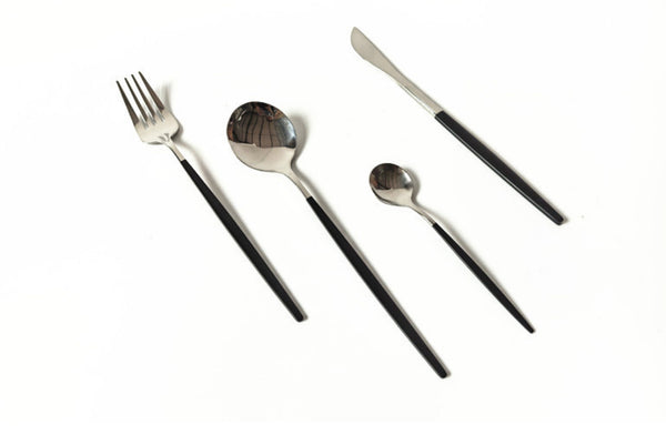 Keily Deluxe Cutlery Set – Black & Gold, Black & Silver (24-Piece Set)