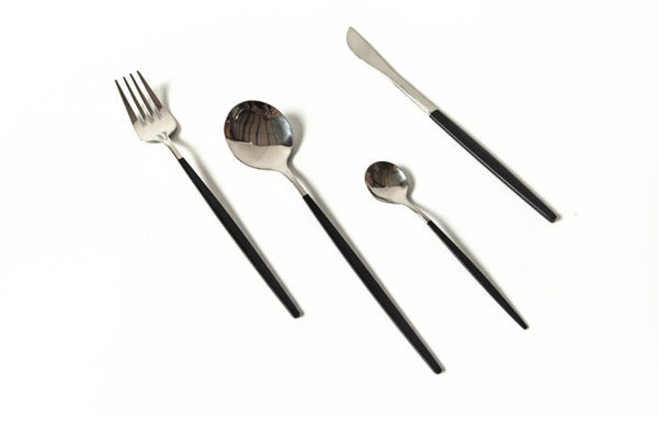Keily Deluxe Cutlery Set – Black & Gold, Black & Silver (24-Piece Set)