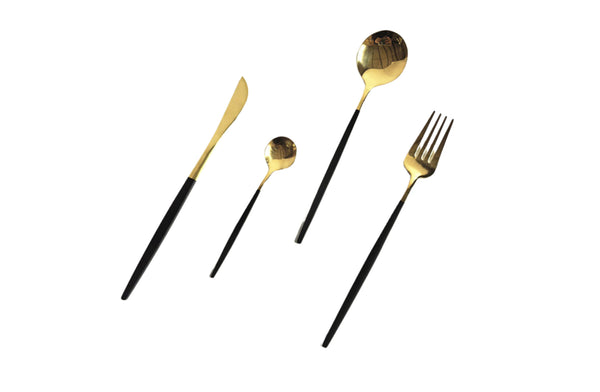 Keily Deluxe Cutlery Set – Black & Gold, Black & Silver (24-Piece Set)