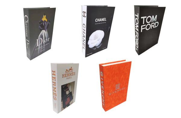 designer faux decor book box set with 5 styles for coffee table storage
