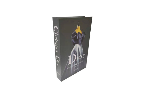 dior inspired faux decor book box with fashion dress design storage