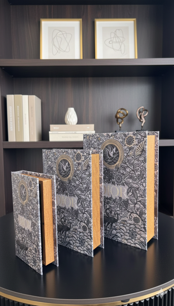 CD Gold & Black Designer Faux Décor Table Book Box - 3 Size Available