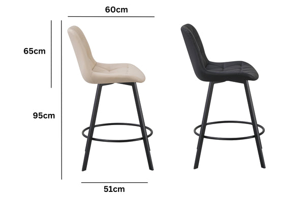 Side profile of Emerson swivel barstool showing ergonomic backrest height and comfortable seat dimensions