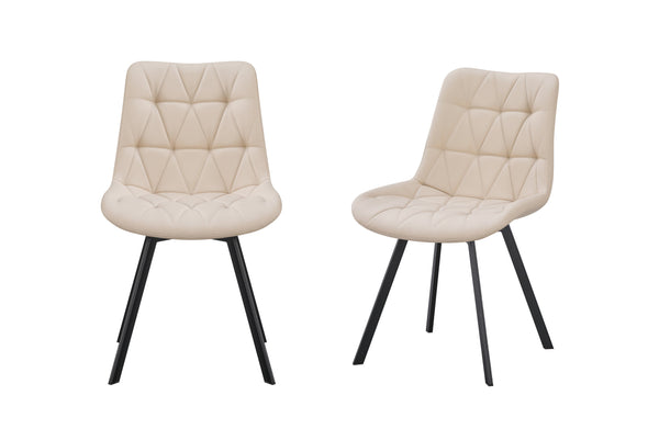 Beige quilted vegan leather dining chair offering soft neutral tone and elegant modern seating