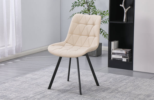 Beige Emerson dining chair styled in light space creating warm inviting and modern atmosphere