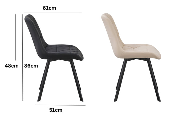 Side profile of Emerson dining chair showing comfortable backrest height and supportive seat dimensions