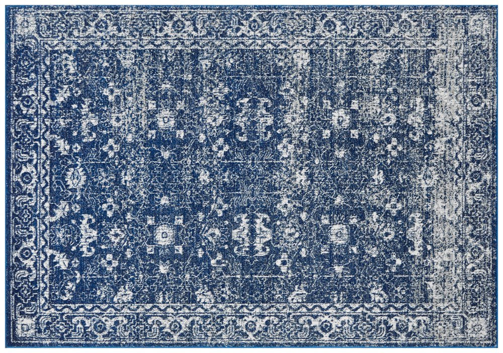 Evoke 252 Navy Rug front view showcasing intricate floral pattern
