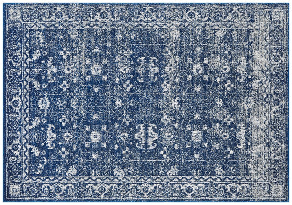 Evoke 252 Navy Rug front view showcasing intricate floral pattern