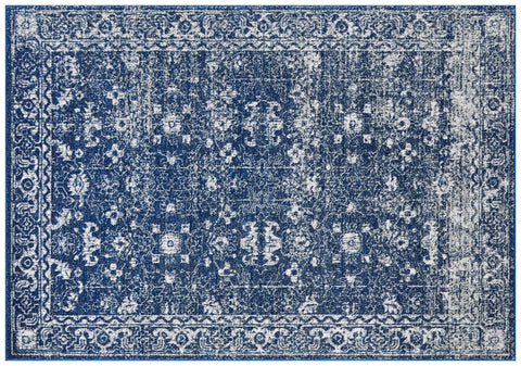 Evoke 252 Navy Rug front view showcasing intricate floral pattern