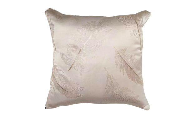 Feather Designer Luxury Cushion in cream with delicate feather pattern, 45x45cm elegant décor pillow