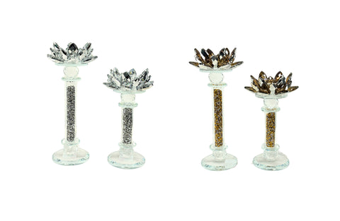 Elegant Flower Crystal Candle Holders – Gold & Silver sets in two sizes