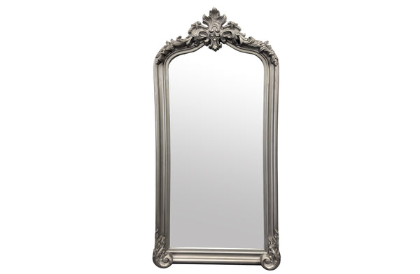 Elegant French Provincial ornate arch style mirror in antique silver finish