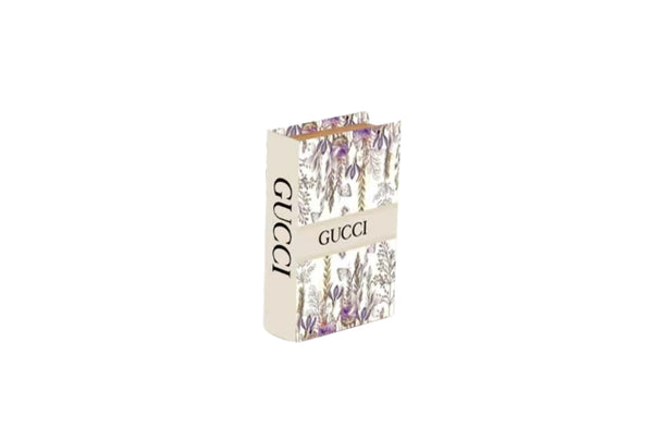Small floral faux book storage box ideal for shelf styling or bedside decor with hidden compartment.