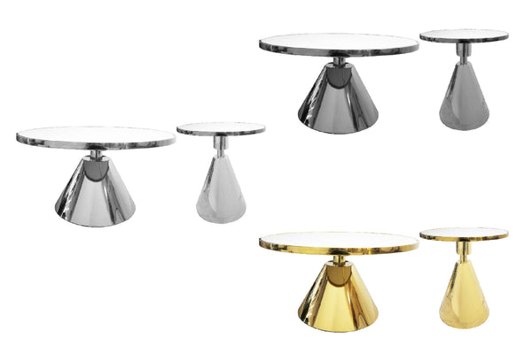 Glam designer marble coffee table and side table collection in silver , black and gold finishes