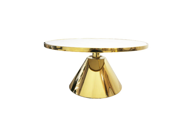 Glam designer gold coffee table with stainless steel frame and white marble top