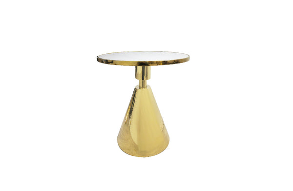 Glam designer gold side table with stainless steel frame and white marble top