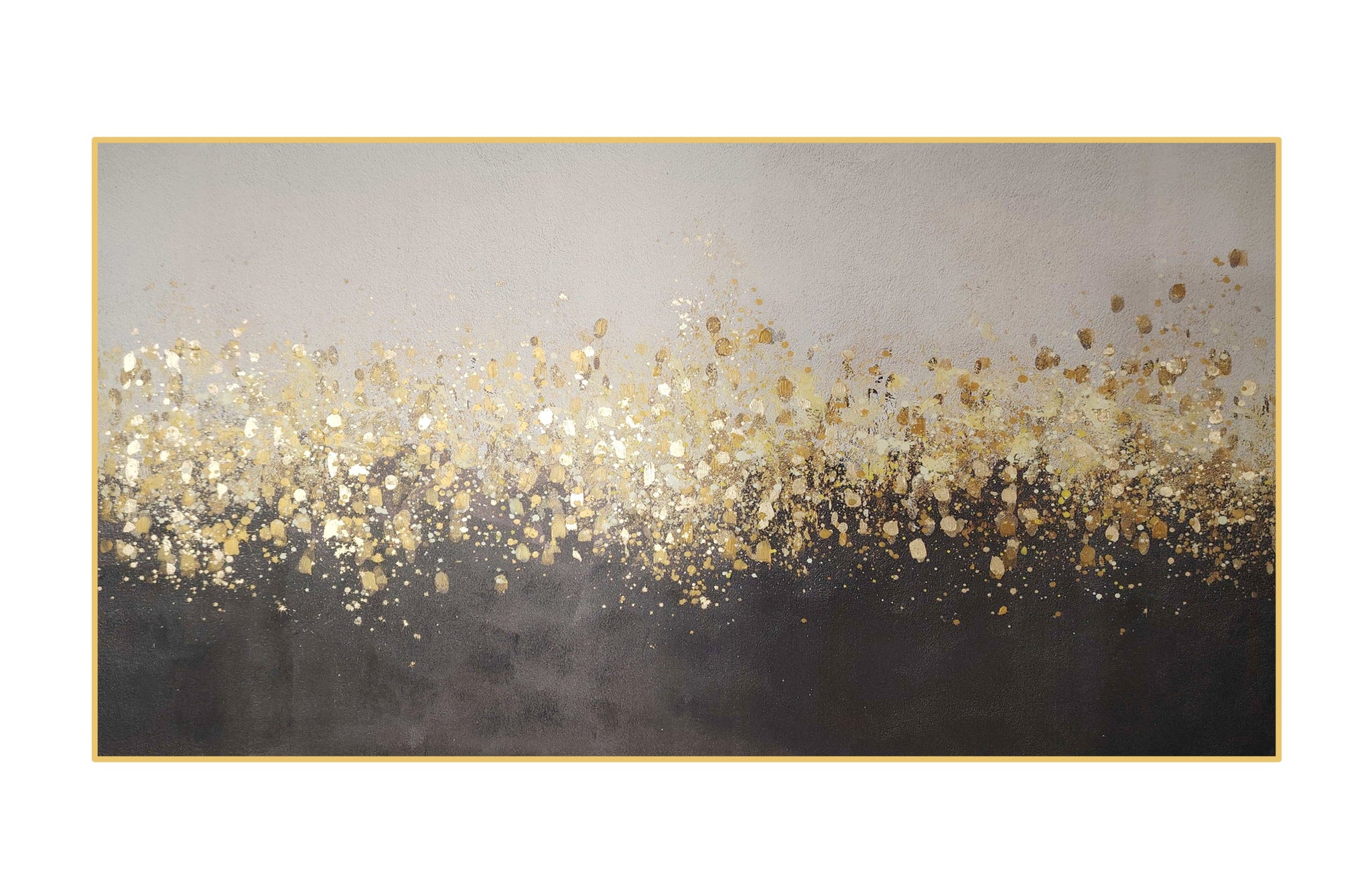 Striking black, white, and gold foil canvas art adding elegance and modern luxury.
