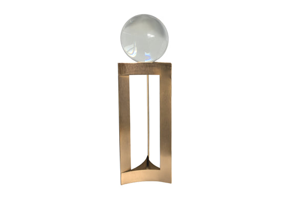 Large gold glass sphere décor with a luxe metallic finish.