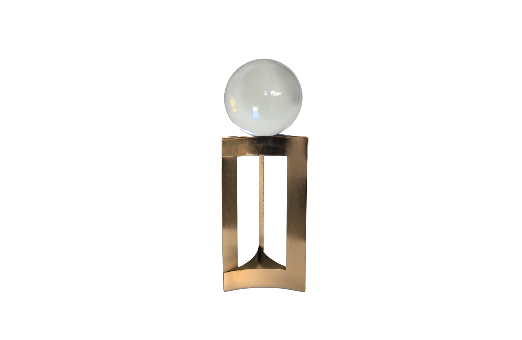 Small gold glass sphere décor, ideal for compact stylish spaces.