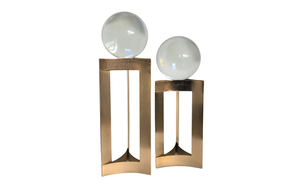 Elegant gold glass sphere décor set with large and small sizes.