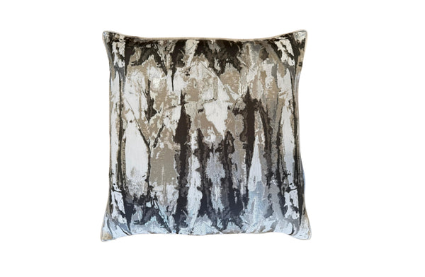 grey cushion 55x55 cm with textured jacquard front and velvet back