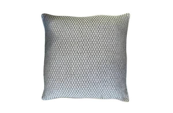 Grey cushion 55x55 cm with textured jacquard front and soft velvet